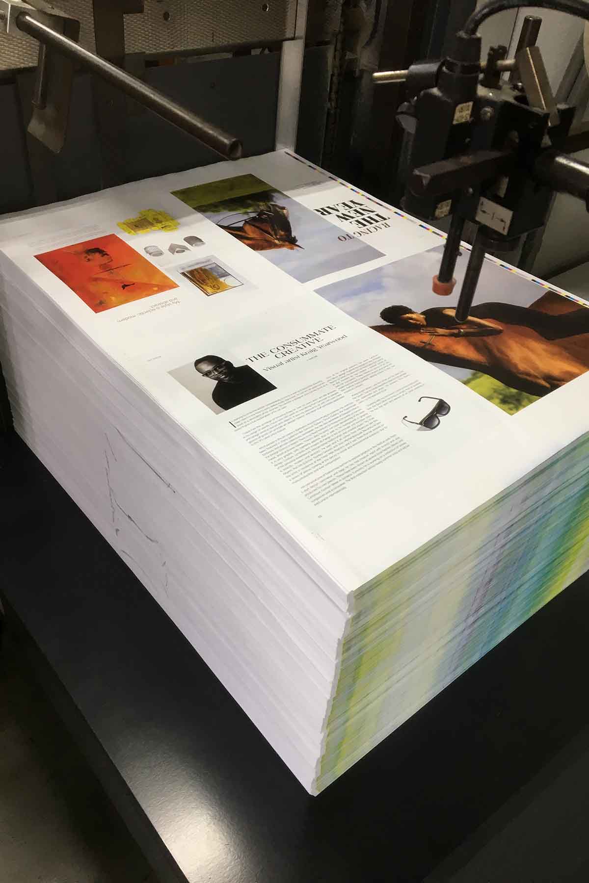 Living Barbados magazine at the printer