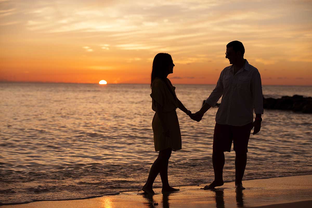 Couple on the beach in Barbados